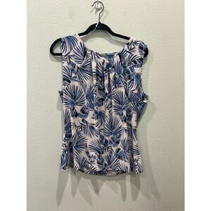 Tommy Hilfiger Tropical Print Sleeveless Blouse Woman Size XL